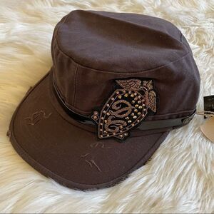 NWT Dream Control Military Hat Patrol Cap Cadet Hat Size S/M Brown